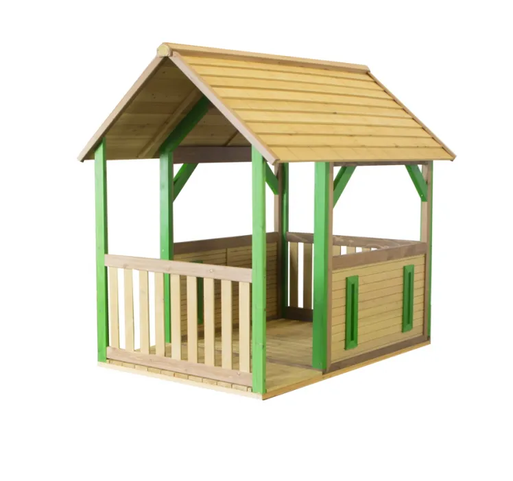 Holz Kinder-Spielhaus offenes Kinder-Holzhaus mit Veranda & Fußboden